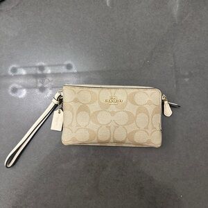Coach Beige Signature Wristlet